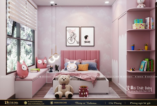Thiết kế phòng ngủ bé gái màu hồng - BBG231